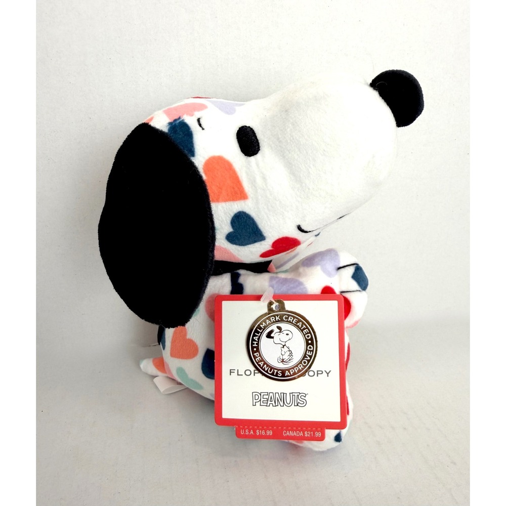 Hallmark Peanuts Floppy Snoopy Plush Heart Pattern Multi Valentine Gift NWT